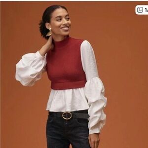 Anthropologie Cozy Ribbed Sweater in Deep Rose